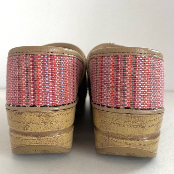 DANSKO PROFESSIONAL RED/PINK TEXTURED MULTICOLOR FABRIC CLOG Sz 6US/ 36EU - Picture 7 of 15